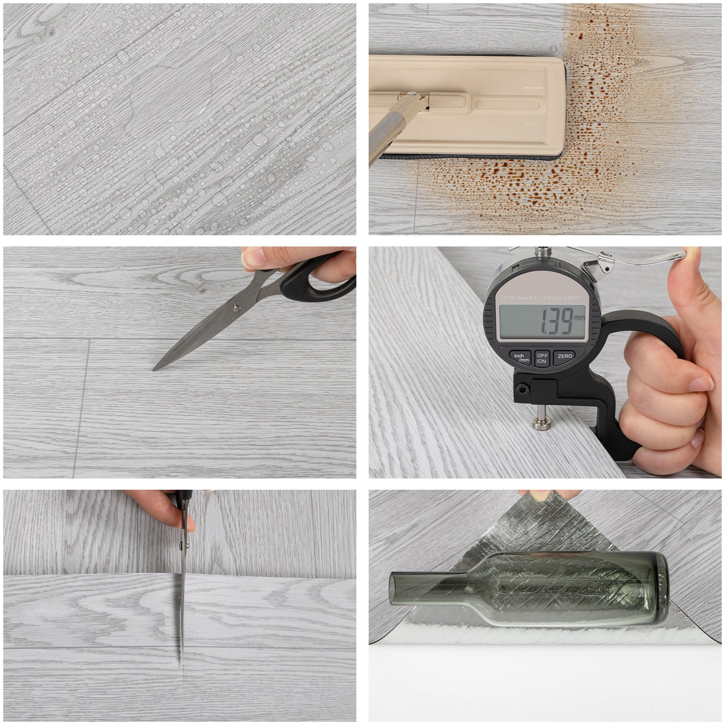 Abyssaly Gray Wood PVC Peel and Stick Vinyl Flooring Tile 15.7 inch x 118 inch /12.9 Sq.ft,Thicken Self-Adhesive Vinyl Flooring Tile Easy DIY Install for Bathroom and Kitchen Floor