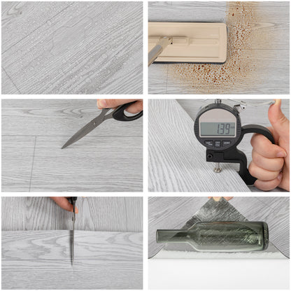 Abyssaly Gray Wood PVC Peel and Stick Vinyl Flooring Tile 15.7 inch x 118 inch /12.9 Sq.ft,Thicken Self-Adhesive Vinyl Flooring Tile Easy DIY Install for Bathroom and Kitchen Floor