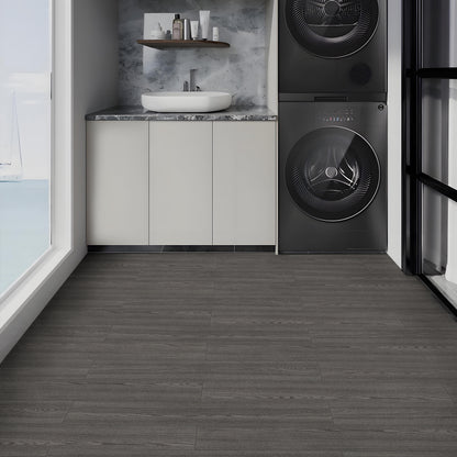 Abyssaly 35.8" x 5.9" 10 Pcs Wood Grain Flooring Tile Peel and Stick Floor Tile, Medium Grey Self Adhesive Vinyl Flooring, Self Adhesive Bathroom Floor Tiles Waterproof Thick Removable Flooring Tiles