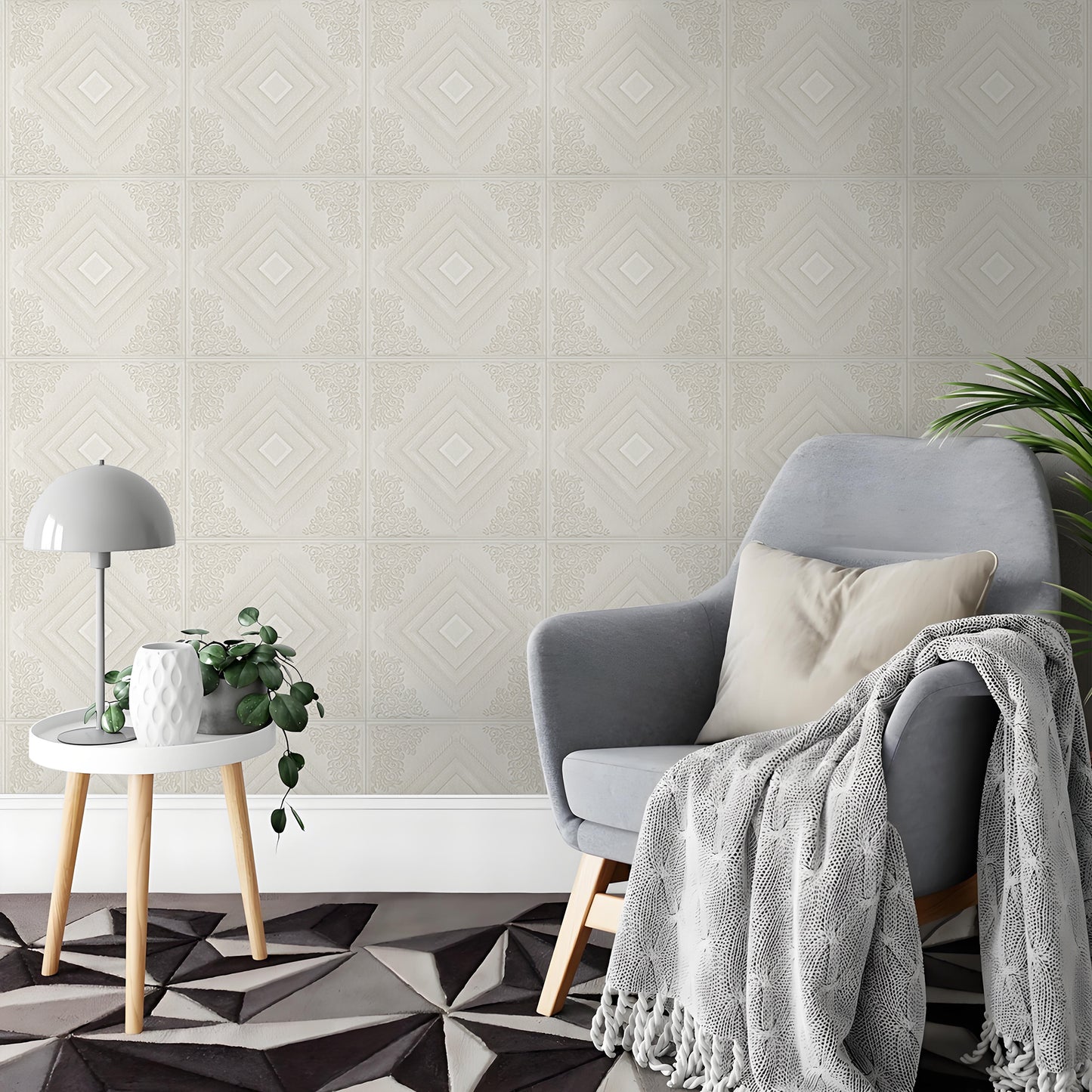 Abyssaly Drop Ceiling Tile, 13.7" x 13.7" 16 Pcs, 3D Wall Panels Foam Peel and Stick Decorative PVC Ceiling Tiles for Interior Living Room Kitchen Bathroom Basement, White