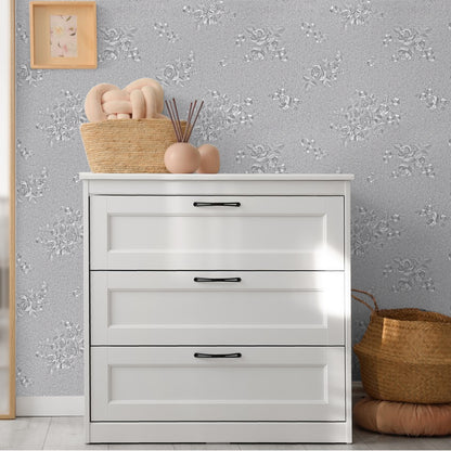 Abyssaly Silver 17.7" x 236" Peel and Stick Wallpaper Self Adhesive Wallpaper Removable Wallpaper Damask Textured Wall Paper Home Decoration