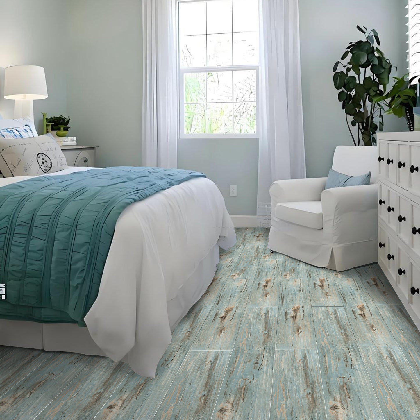 Abyssaly 35.8" x 5.9" 10 Pcs Wood Vinyl Flooring Tile Peel and Stick Floor Tile Self Adhesive Bathroom Floor Tiles Waterproof Thick Removable Flooring Tiles