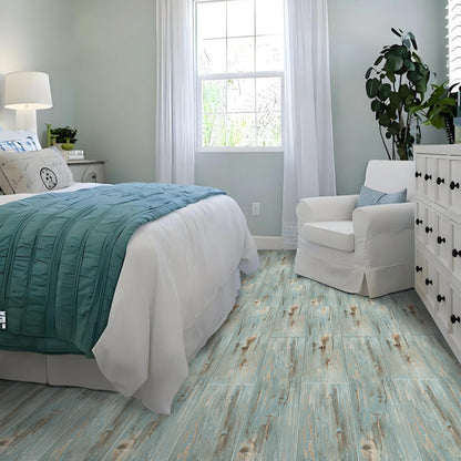 Abyssaly 35.8" x 5.9" 10 Pcs Wood Vinyl Flooring Tile Peel and Stick Floor Tile Self Adhesive Bathroom Floor Tiles Waterproof Thick Removable Flooring Tiles