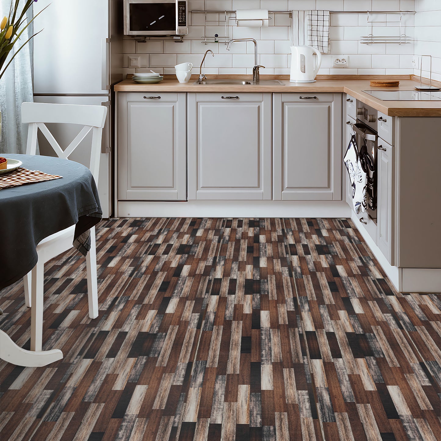UMIGGEE 15.7-in x 236-in/ 25.7 Sq.Ft Wood Grain Peel and Stick Vinyl Flooring Roll, Thicken Self-Adhesive Vinyl Wood Grain Floor ,Versatile Design for Any Space Easy DIY Install Home Decor
