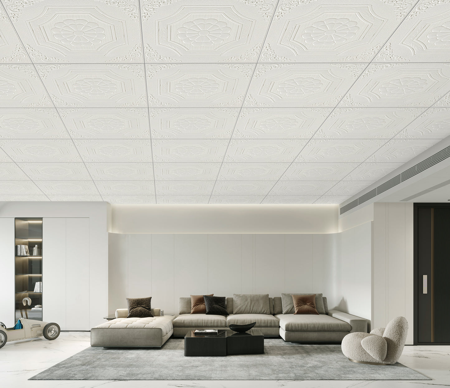 Abyssaly 13.7" x 13.7" ,16 Pcs, Peel and Stick Ceiling Tile, Self-Adhesive Texture Ceiling tiles for Living Room, Kitchen, Bathroom