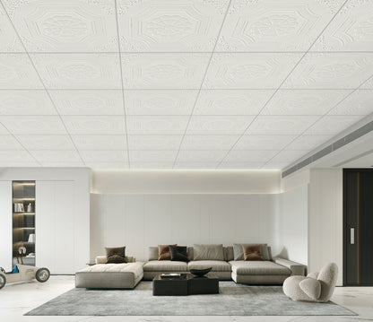 Abyssaly 13.7" x 13.7" ,16 Pcs, Peel and Stick Ceiling Tile, Self-Adhesive Texture Ceiling tiles for Living Room, Kitchen, Bathroom