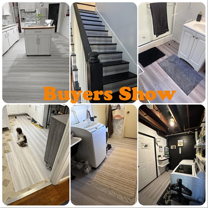 Lxcreat 40 PCS Peel and Stick Floor Tile, 35in x 6in, Natural Grey Wood Grain Look, Self Adhesive Vinyl Flooring and Waterproof for Transfer Bathroom, Kitchen, Living Room