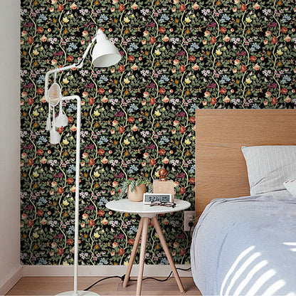 UMIGGEE Floral Wallpaper Peel and Stick Flower Wall Paper Self Adhesive Wallpaper 17.7-in x 236-in Contact Paper Removable Wallpaper for Home Decor Wall Covering Old Furniture Renovation