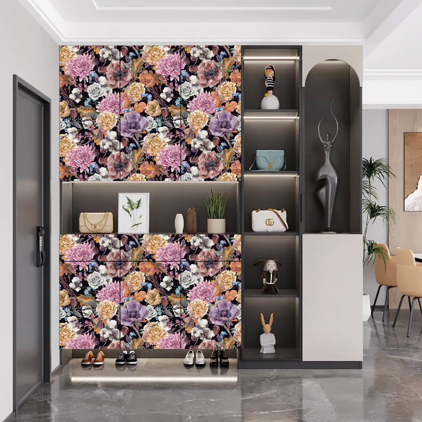 Abyssaly Floral Wallpaper 17.7" x 118" Peel and Stick Wallpaper Self-adhesive Removable Contact Paper Vintage Wallpaper