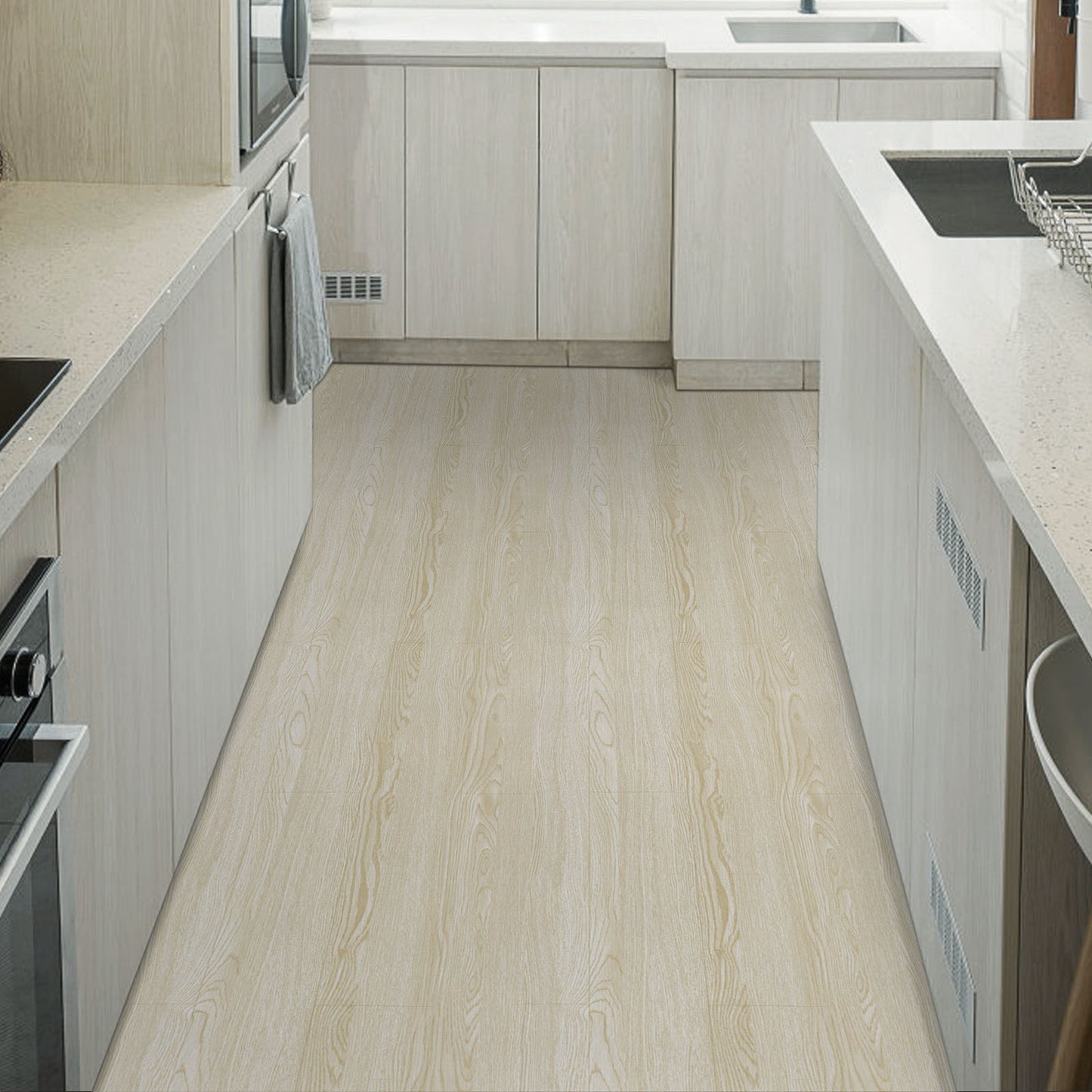 UMIGGEE Peel and Stick Vinyl Flooring Roll 23-in x 196-in/31 Sq.Ft Thicken Self-Adhesive Vinyl Wood Grain Floor Wear-Resistant Easy DIY Install Home Decor