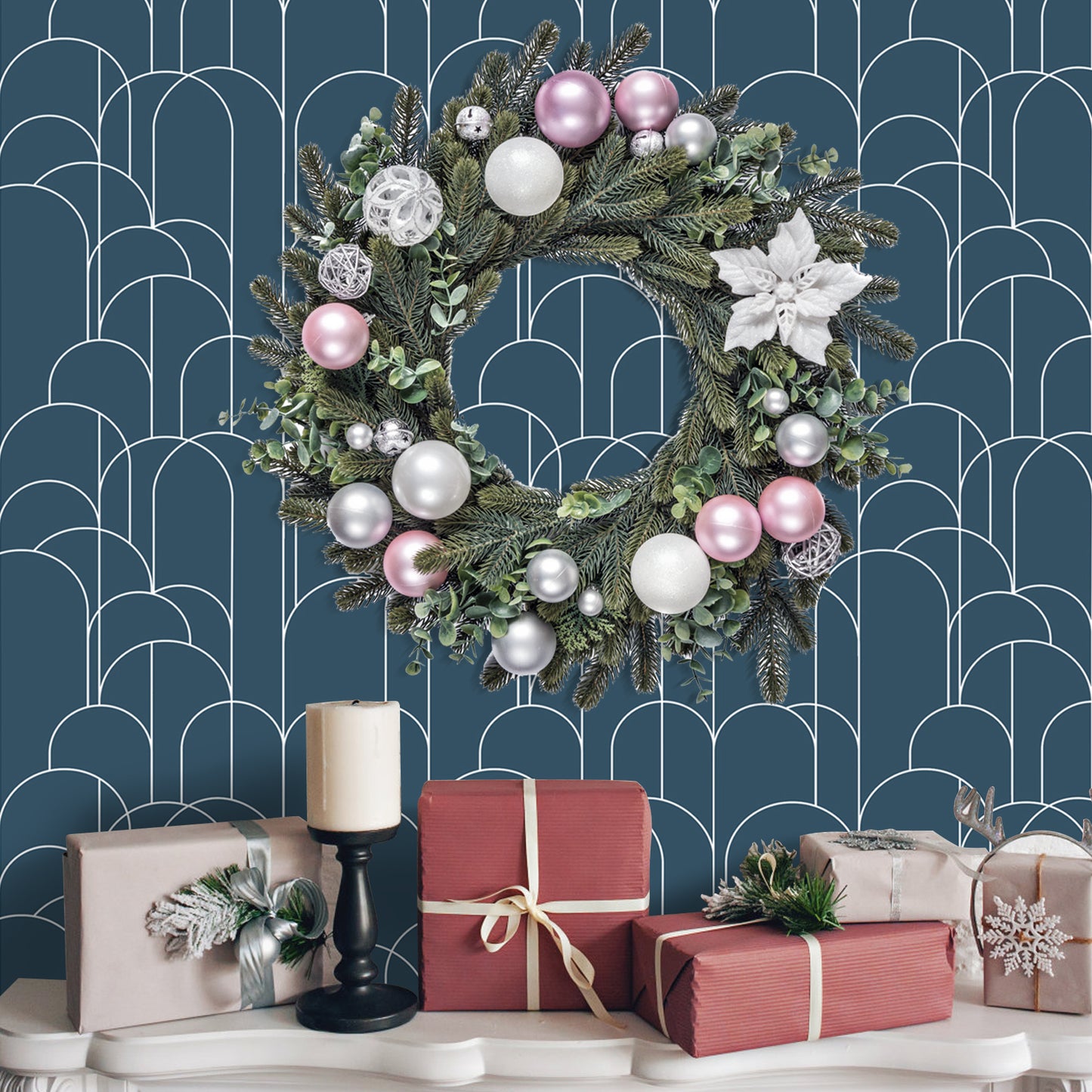 Abyssaly Peel and Stick Wallpaper Geometric Wallpaper 17.7" x 118" Self-Adhesive Wallpaper Removable Wallpaper for Home Decoration and Furniture Renovation Blue Wallpaper