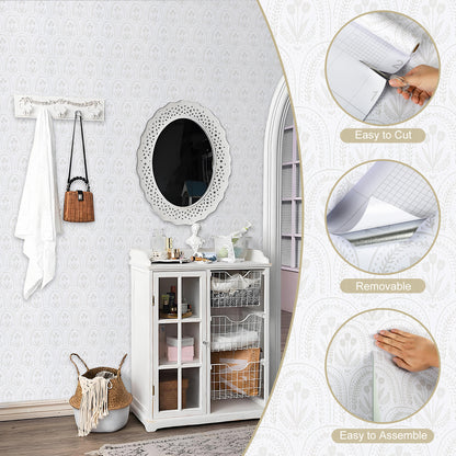 Abyssaly Floral Wallpaper, 17.3" x 118" Tulip Peel and Stick Wallpaper Self-Adhesive Removable Contact Paper for Cabinets, Home Decoration, Wall Covering, Antique Furniture Renovation
