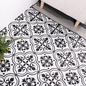 Lxcreat Peel and Stick Floor Tile Flooring Black and White Flower, Vinyl Flooring Self-Adhesive Removable for Bathroom/Kitchen (10 Pcs 11.8-in x 11.8-in)