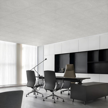 Abyssaly Peel and Stick Ceiling Tile 13.7" x 13.7" 16 Pcs, Covering Area 20.85 sq. ft., Gelated Ceiling Tile Foam, Easy to Install on Ceiling & Wall, Pure White