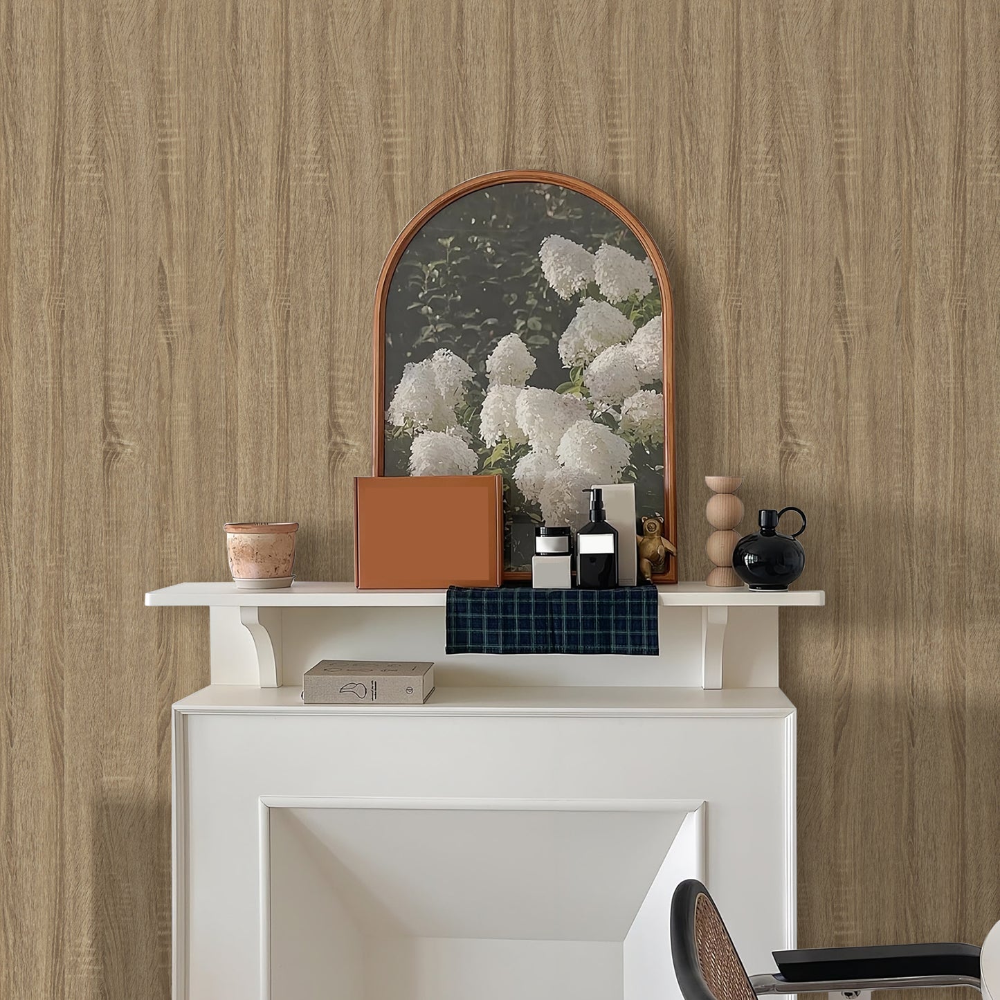 Abyssaly Wood Wallpaper, 15.7" x 118" Peel and Stick Wallpaper Self-Adhesive Removable Wall Paper Contact Paper Home Decor Wall Covering Old Furniture Renovation