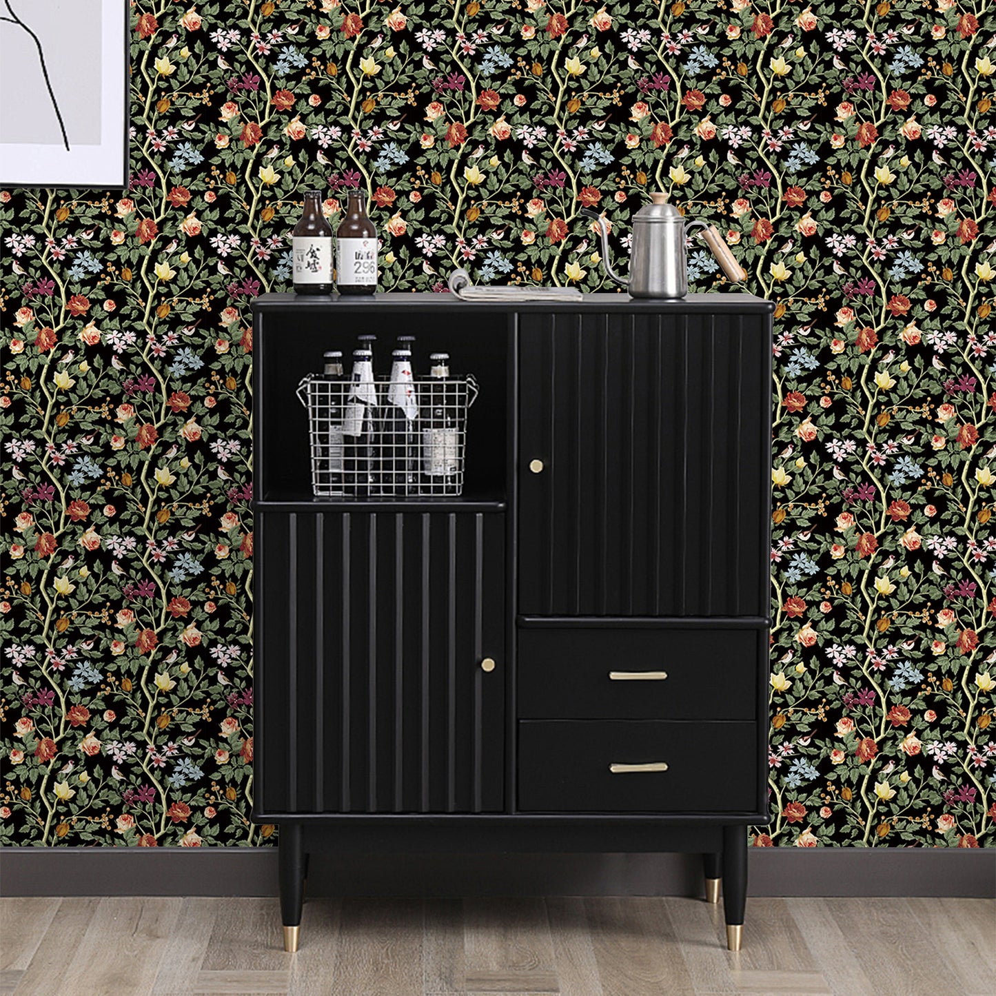 UMIGGEE Floral Wallpaper Peel and Stick Flower Wall Paper Self Adhesive Wallpaper 17.7-in x 236-in Contact Paper Removable Wallpaper for Home Decor Wall Covering Old Furniture Renovation