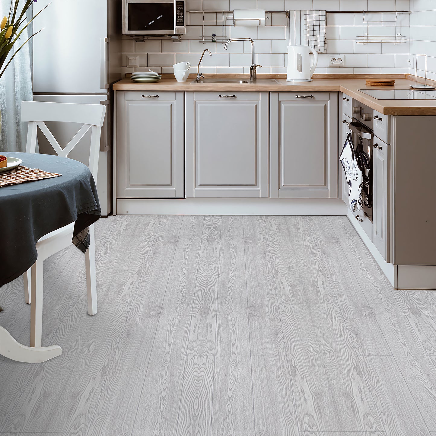 Abyssaly Gray Wood PVC Peel and Stick Vinyl Flooring Tile 15.7 inch x 118 inch /12.9 Sq.ft,Thicken Self-Adhesive Vinyl Flooring Tile Easy DIY Install for Bathroom and Kitchen Floor