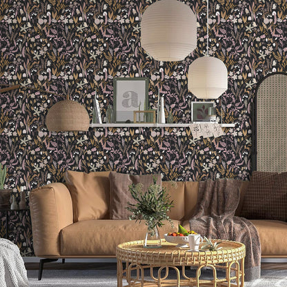 UMIGGEE Peel and Stick Wallpaper 17.7" x 118" Black Floral Self Adhesive Removable Wallpaper Peel and Stick for Home Bedroom Cabinets Thicken