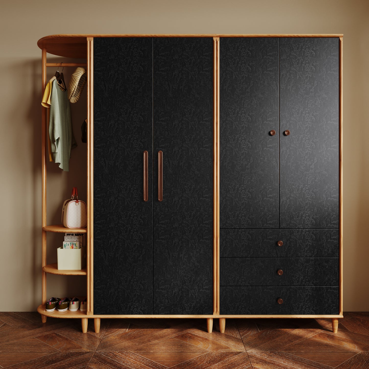 Abyssaly Black Peel and Stick wallpaper 15.7"×118" Removable Contact Paper for Bedroom Contertop