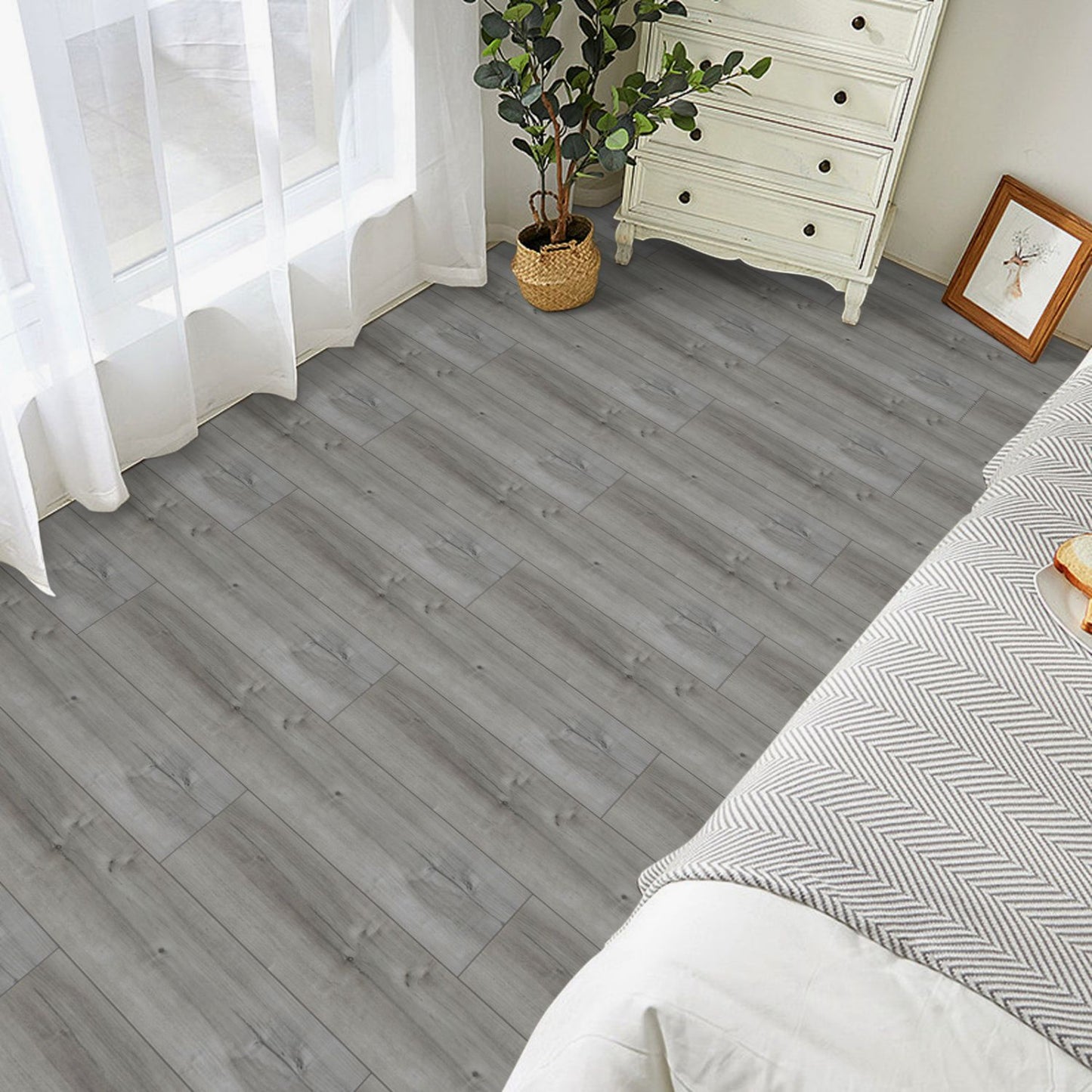 UMIGGEE Gray Peel and Stick Flooring 35" x 6" 20 Pieces/Pack Vinyl Wood-Look Flooring Tiles Self-Adhesive Vinyl Flooring Easy to Install for Kitchen Living Room (Cover 29 Sq. Ft)