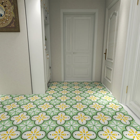 UMIGGEE Peel and Stick Floor Tile 12in x 12in x 1mm 20 Pcs/Pack) Look Floor Green flower Self Adhesive Vinyl Flooring Durable Transform for Kitchen Bedroom Laundry Room (20 Sq. ft/Pack)