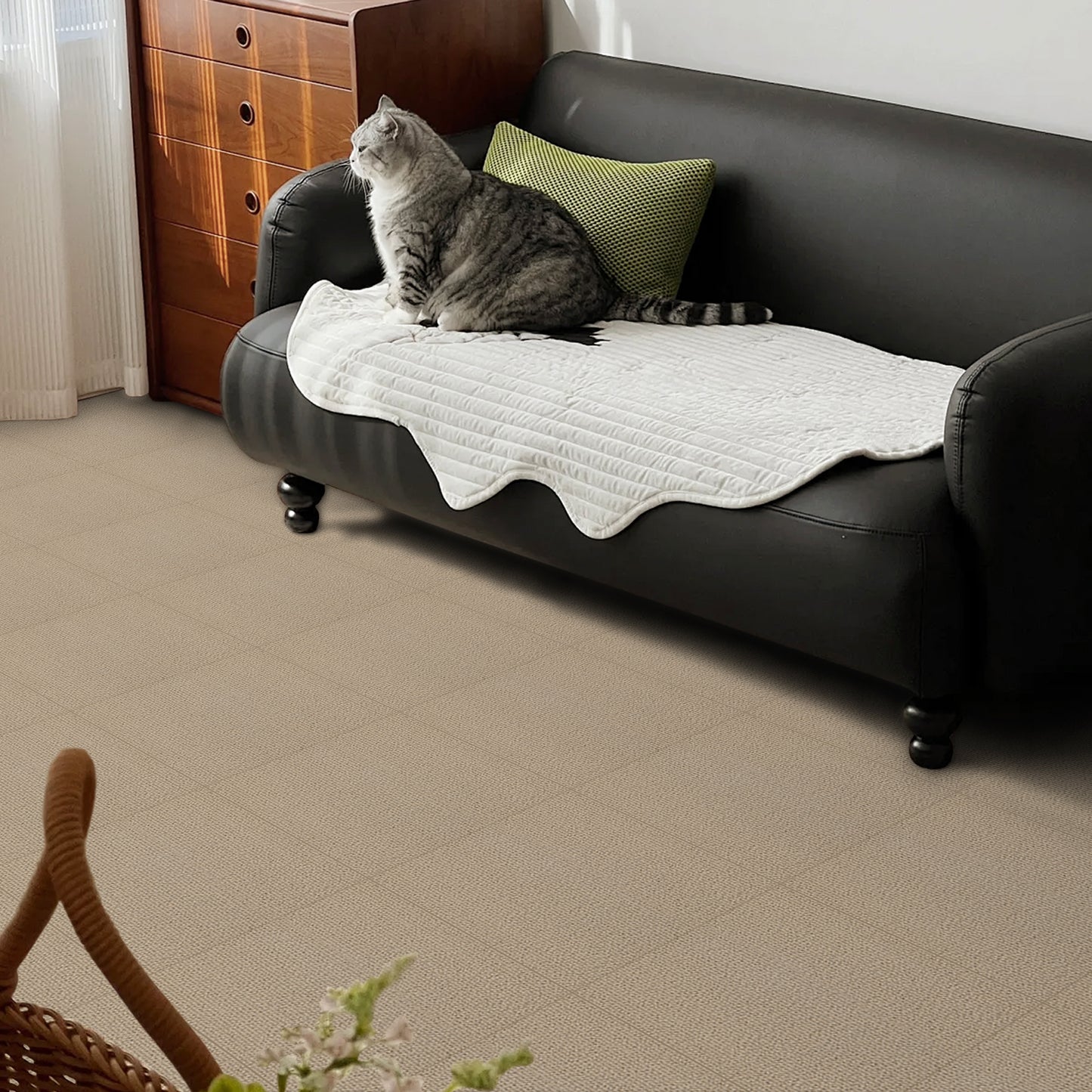 UMIGGEE Peel and Stick Carpet Tiles Khaki Self-Adhesive Square Soft Carpet Floor Tiles 11.8-in x 11.8-in (10pcs.) Carpet Easy Install DIY Floor Tiles for Kids Room Bedroom Dining Room (9.7