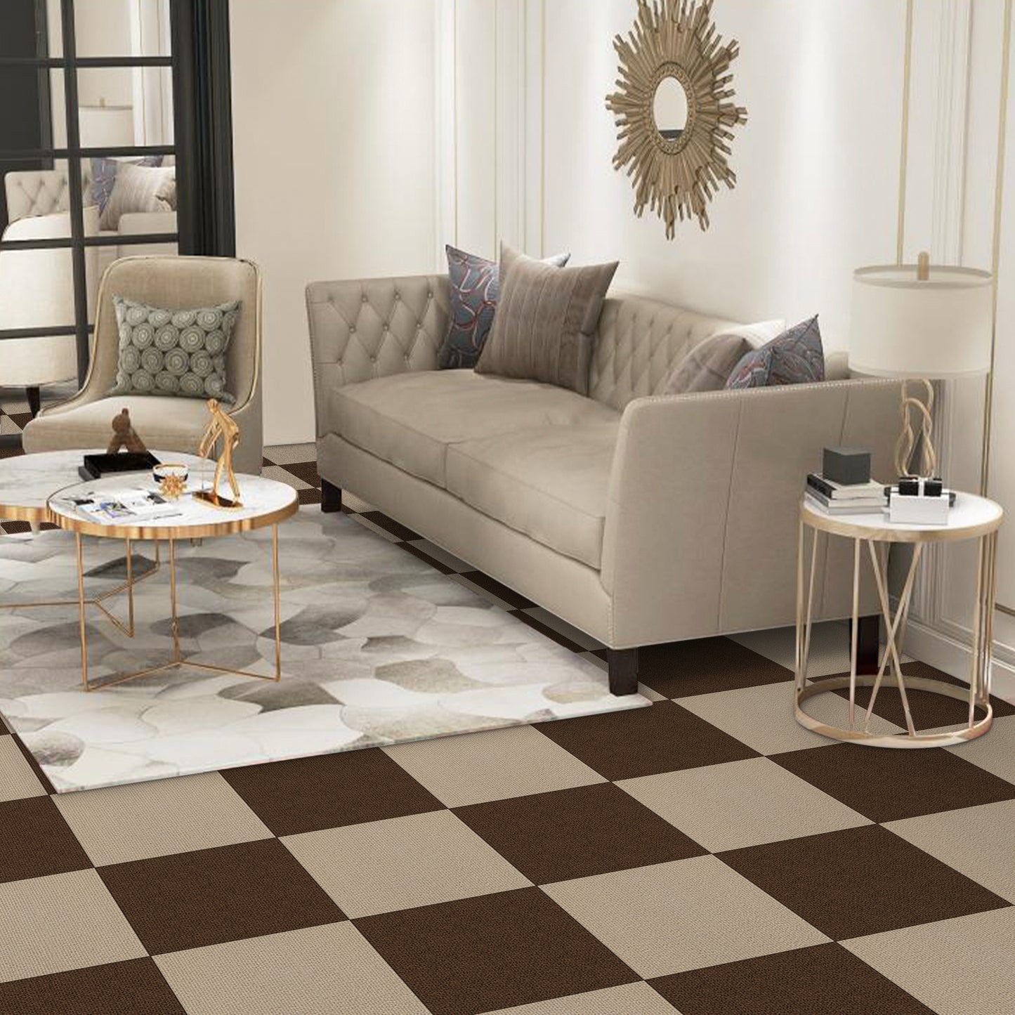 UMIGGEE Peel and Stick Carpet Tiles Khaki Self-Adhesive Square Soft Carpet Floor Tiles 11.8-in x 11.8-in (10pcs.) Carpet Easy Install DIY Floor Tiles for Kids Room Bedroom Dining Room (9.7