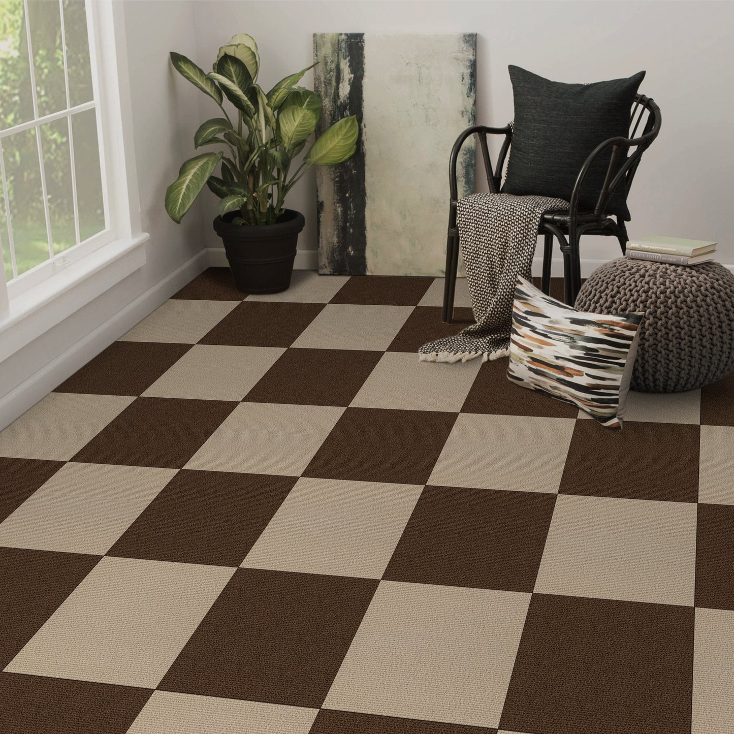 UMIGGEE Peel and Stick Carpet Tiles Khaki Self-Adhesive Square Soft Carpet Floor Tiles 11.8-in x 11.8-in (10pcs.) Carpet Easy Install DIY Floor Tiles for Kids Room Bedroom Dining Room (9.7