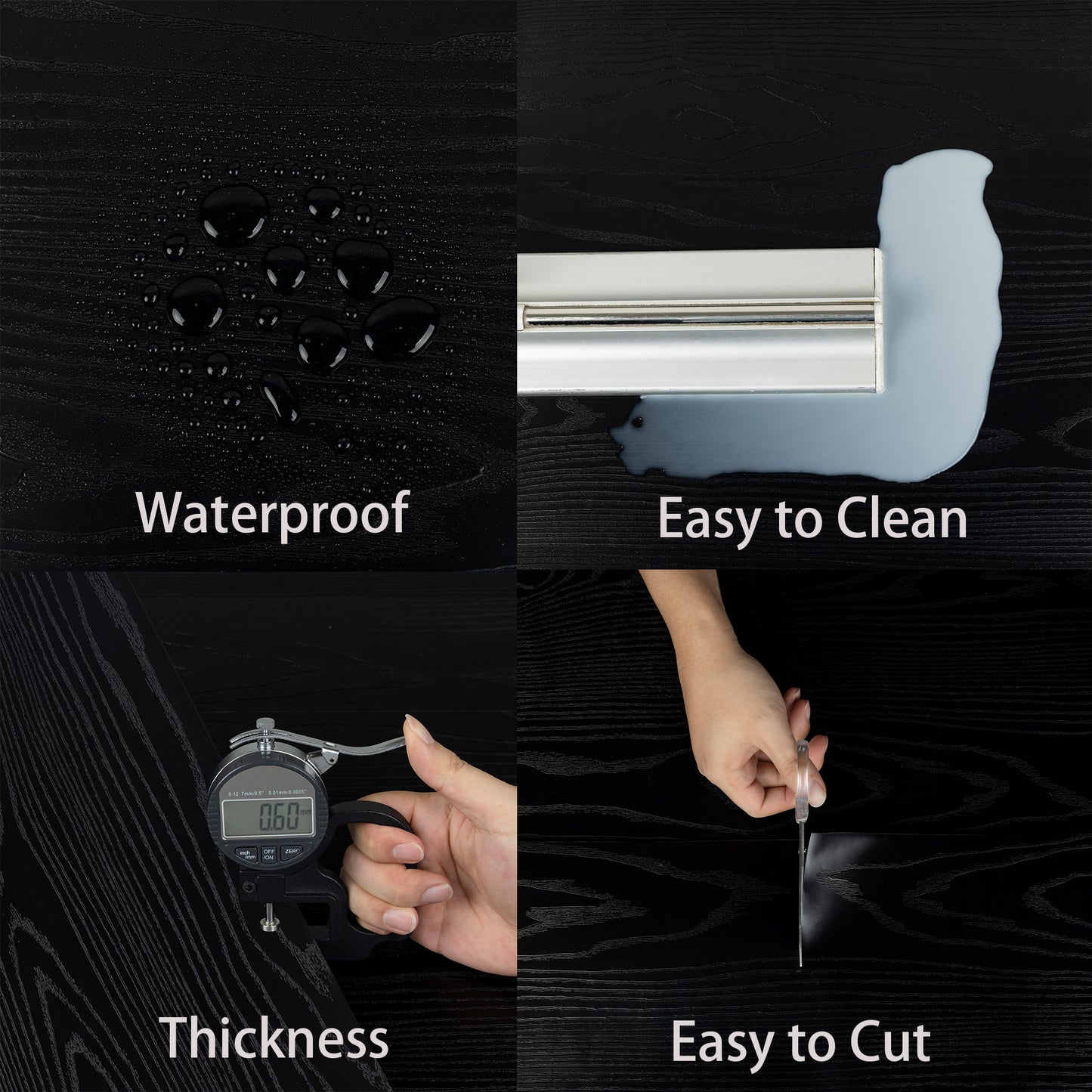 UMIGGEE Black Peel and Stick Vinyl Flooring Roll 15.7-in x 118-in/12.8 Sq.Ft Thicken Self-Adhesive Vinyl Wood Grain Floor Wear-Resistant Easy DIY Install Home Decor