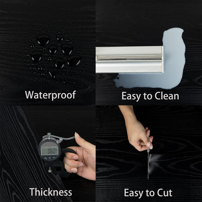 UMIGGEE Black Peel and Stick Vinyl Flooring Roll 15.7-in x 118-in/12.8 Sq.Ft Thicken Self-Adhesive Vinyl Wood Grain Floor Wear-Resistant Easy DIY Install Home Decor