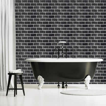 Backsplash Tile for Kitchen Peel and Stick, 12-Sheet Stick on Subway Tiles for Kitchem, Bathroom Back Splashes, 11.8" x 5.9", Black