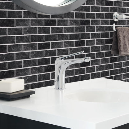 Backsplash Tile for Kitchen Peel and Stick, 12-Sheet Stick on Subway Tiles for Kitchem, Bathroom Back Splashes, 11.8" x 5.9", Black