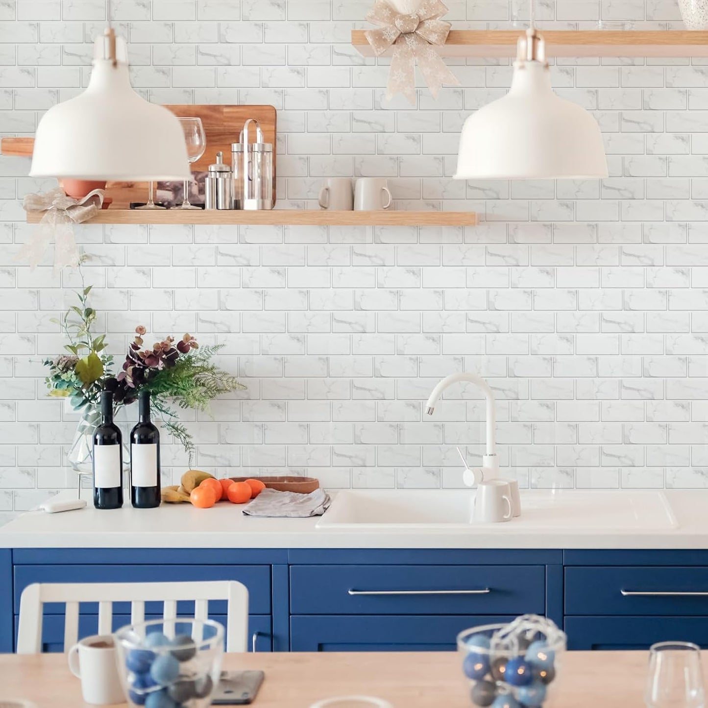 UMIGGEE Backsplash Tile Peel and Stick, 12-Sheet Stick on Subway Tiles for Kitchem, Bathroom Back Splashes, 11.8" x 5.9", White