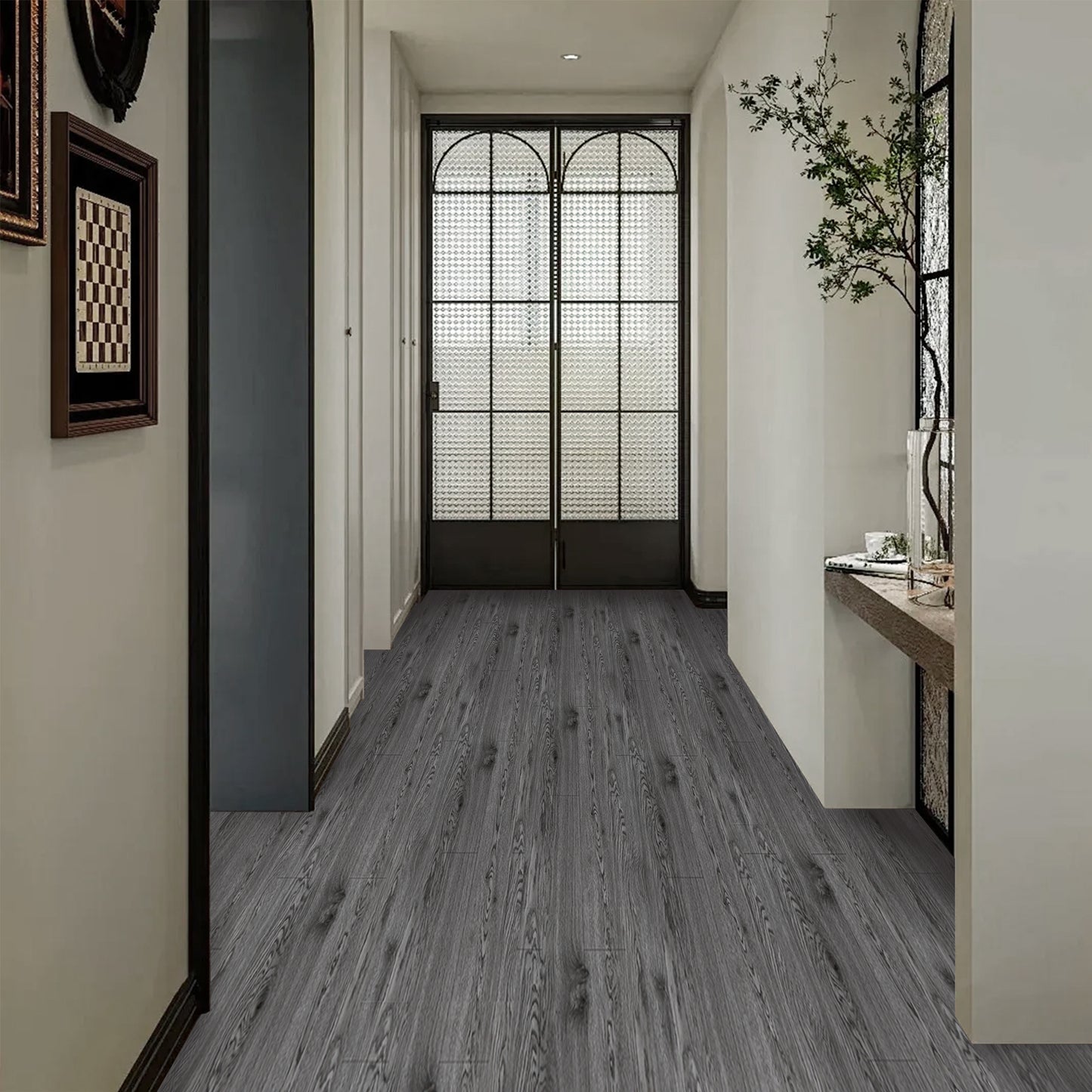 UMIGGEE Gray Peel and Stick Vinyl Flooring Roll 23.6-in x 196-in/31 Sq.Ft Thicken Self-Adhesive Vinyl Wood Grain Floor Wear-Resistant Easy DIY Install Home Decor
