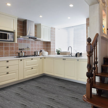 UMIGGEE Gray Peel and Stick Vinyl Flooring Roll 23.6-in x 196-in/31 Sq.Ft Thicken Self-Adhesive Vinyl Wood Grain Floor Wear-Resistant Easy DIY Install Home Decor