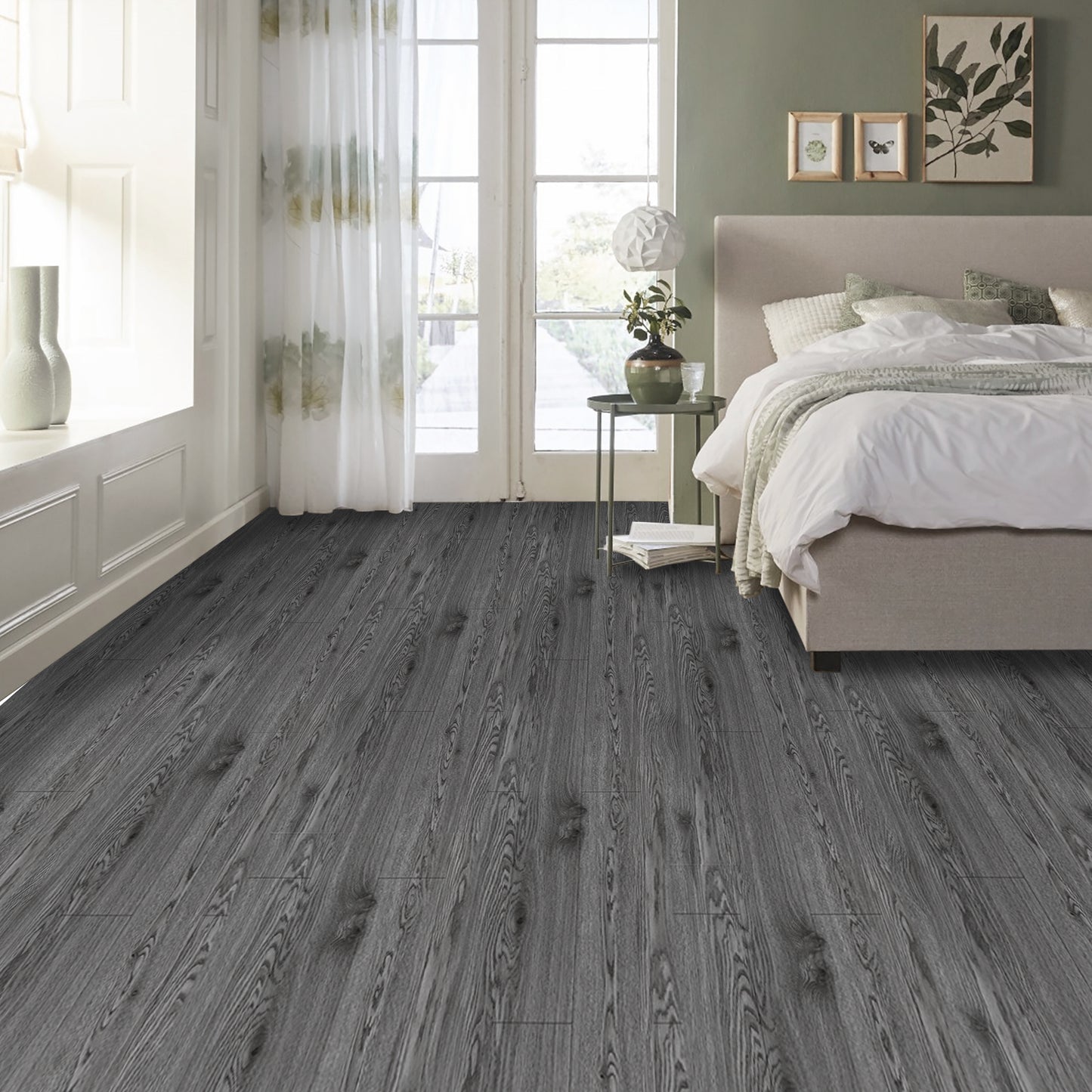 UMIGGEE Gray Peel and Stick Vinyl Flooring Roll 23.6-in x 196-in/31 Sq.Ft Thicken Self-Adhesive Vinyl Wood Grain Floor Wear-Resistant Easy DIY Install Home Decor