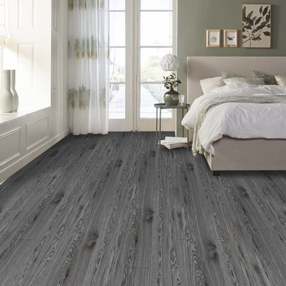 UMIGGEE Gray Peel and Stick Vinyl Flooring Roll 23.6-in x 196-in/31 Sq.Ft Thicken Self-Adhesive Vinyl Wood Grain Floor Wear-Resistant Easy DIY Install Home Decor