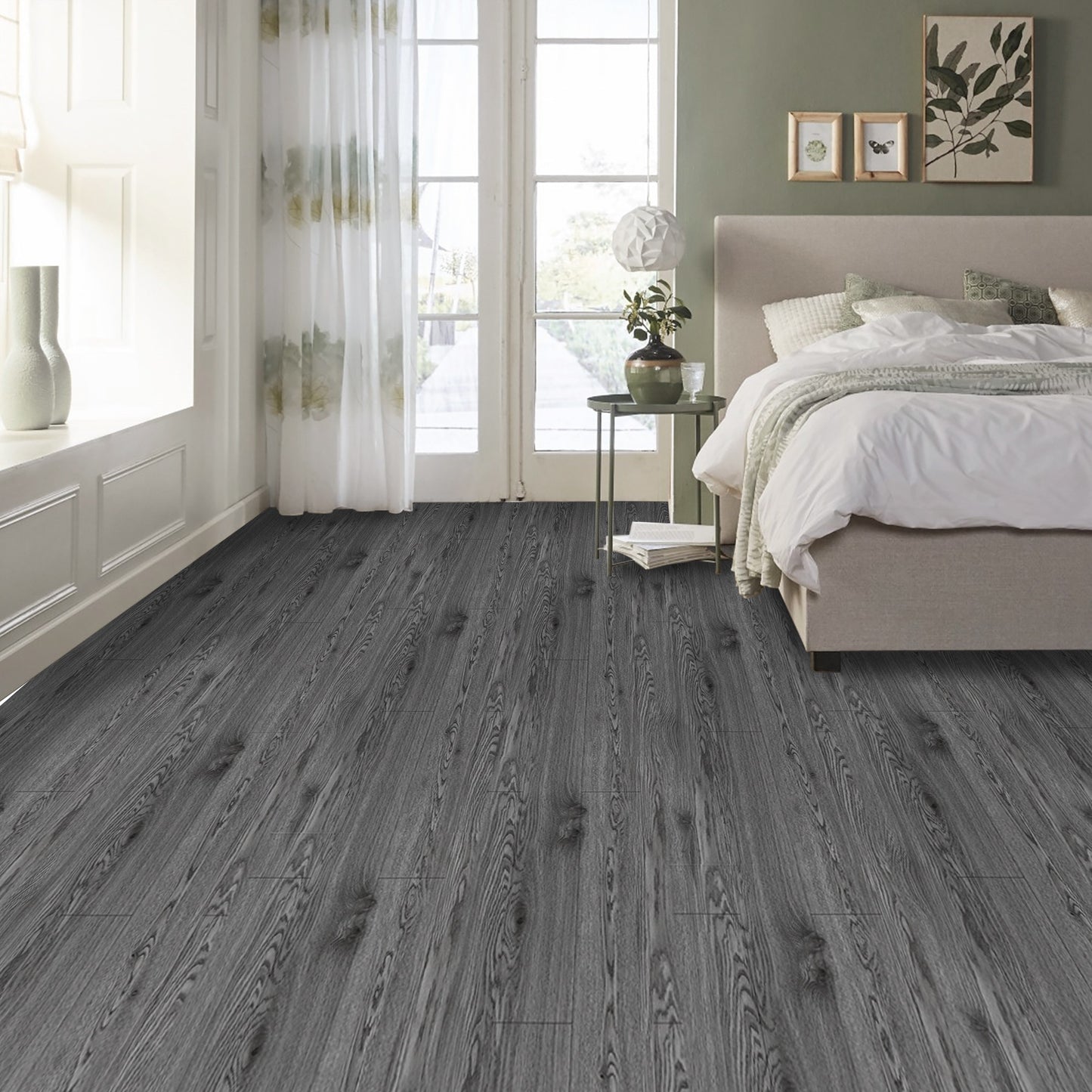UMIGGEE Gray Peel and Stick Vinyl Flooring Roll 15.7-in x 118-in/12.8 Sq.Ft Thicken Self-Adhesive Vinyl Wood Grain Floor Wear-Resistant Easy DIY Install Home Decor