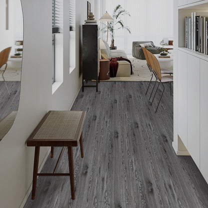 UMIGGEE Gray Peel and Stick Vinyl Flooring Roll 15.7-in x 118-in/12.8 Sq.Ft Thicken Self-Adhesive Vinyl Wood Grain Floor Wear-Resistant Easy DIY Install Home Decor