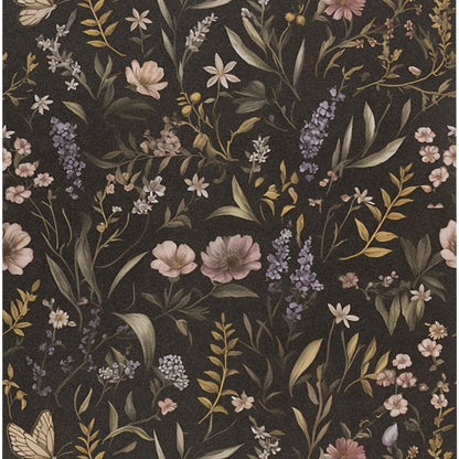 UMIGGEE Floral Wallpaper Peel and Stick Wallpaper Self Adhesive Black Wall Paper Contact Paper 17.3-in x 118-in Home Decor Wall Covering Old Furniture Renovation