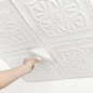 Abyssaly Ceiling Tiles 32 Pcs, Covering Area 41 sq. ft. 13.7" x 13.7" Peel and Stick Ceiling Tiles 3D Wall Panels, Easy to Install & Cut, Pure White