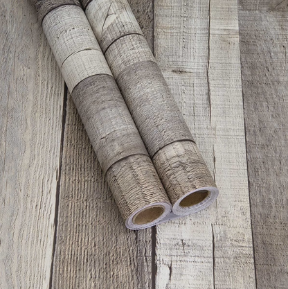 Abyssaly Peel and Stick Wallpaper 17.7" x 118" Natural Wood Plank Contact Adhensive Wallpaper Gray Brown Vinyl Vintage Faux Wood Design Wall Paper for Bedroom Walls Covering Laundry Cabinet