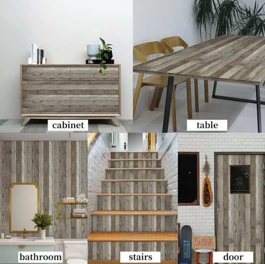 Abyssaly Peel and Stick Wallpaper 17.7" x 118" Natural Wood Plank Contact Adhensive Wallpaper Gray Brown Vinyl Vintage Faux Wood Design Wall Paper for Bedroom Walls Covering Laundry Cabinet