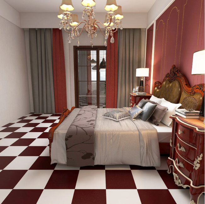 Abyssaly Vinyl Peel and Stick Floor Tiles 12 x12 Inches Red and White Checkered Floor Tiles Easy to Install and Waterproof for Bathroom and Kitchen (10 Pcs, Red and White)