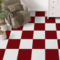 Abyssaly Vinyl Peel and Stick Floor Tiles 12 x12 Inches Red and White Checkered Floor Tiles Easy to Install and Waterproof for Bathroom and Kitchen (10 Pcs, Red and White)