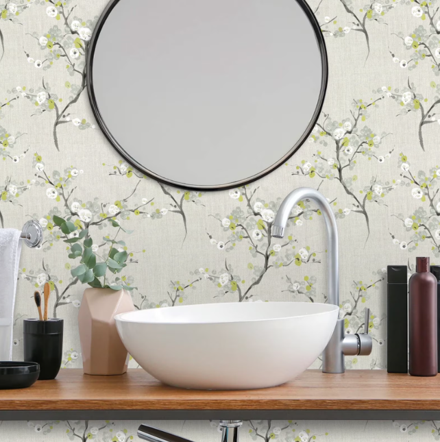 Abyssaly Floral Wallpaper 17.7" x 118" Peel and Stick Wallpaper Removable Self Adhesive Plum Wall Paper Decorative Wall Paper for Bedroom Living Room Home Decor