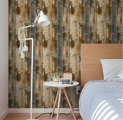 Abyssaly 17.7" x 118" Brown Wood Wallpaper Contact Peel and Stick Wallpaper Waterproof Self-Adhesive and Removable Wood Plank Wall Paper for Kitchen Bedroom Wall Countertop Home Renovation