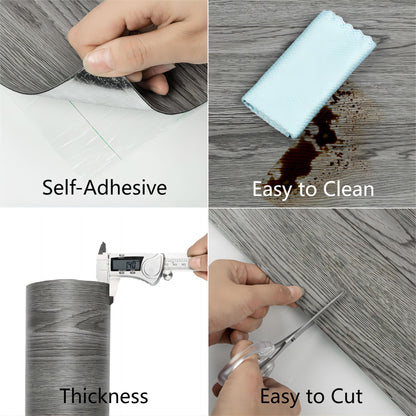 UMIGGEE Gray Peel and Stick Vinyl Flooring Roll 15.7-in x 118-in/12.8 Sq.Ft Thicken Self-Adhesive Vinyl Wood Grain Floor Wear-Resistant Easy DIY Install Home Decor