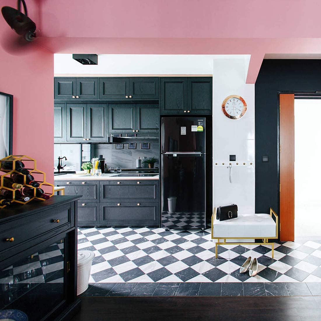 Meiban Black Wood Peel and Stick Wallpaper 15.74" x 118" Wood Grain Contact Paper Removable Self-Adhesive Wall Paper Film for Furniture Decoration