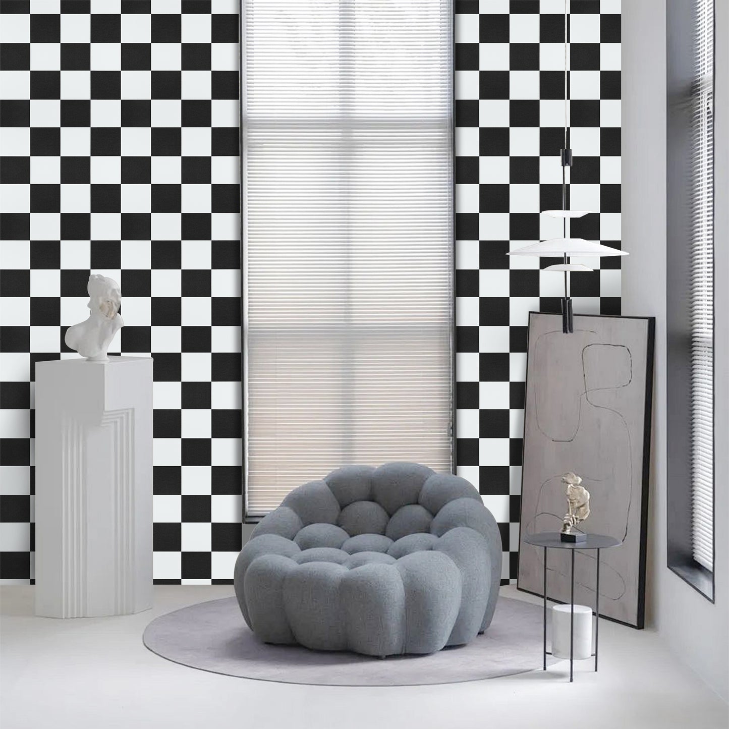 Abyssaly 15.7" x 118" Peel and Stick Wallpaper Self Adhesive Removable Black and White WallPaper for Cabinet Shelf Drawer Liner Countertop